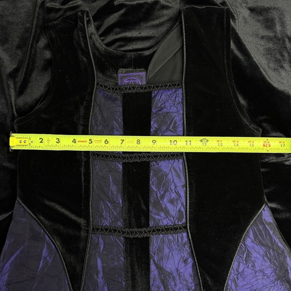 VTG Cykxtees Large‎ Black Purple Velvet Sleeveless Medieval Goth Gown Maxi Dress - Picture 10 of 12